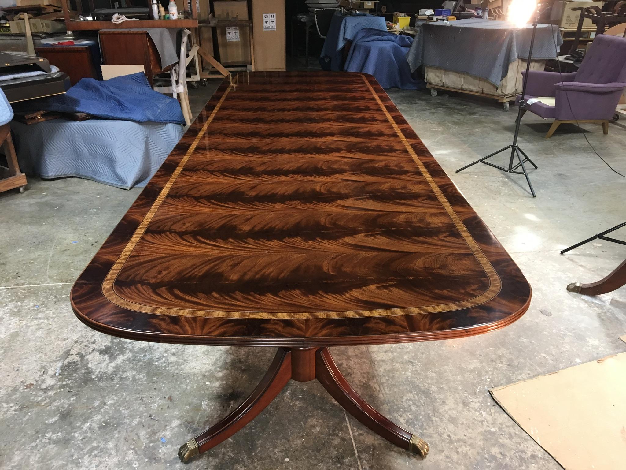 Traditional Mahogany Georgian Style Banquet Dining Table by Leighton Hall For Sale 3