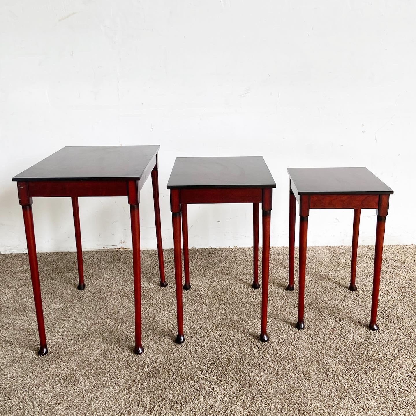 Chinese Traditional Mahogany Nesting Tables From Bombay Company - Set of 3 For Sale
