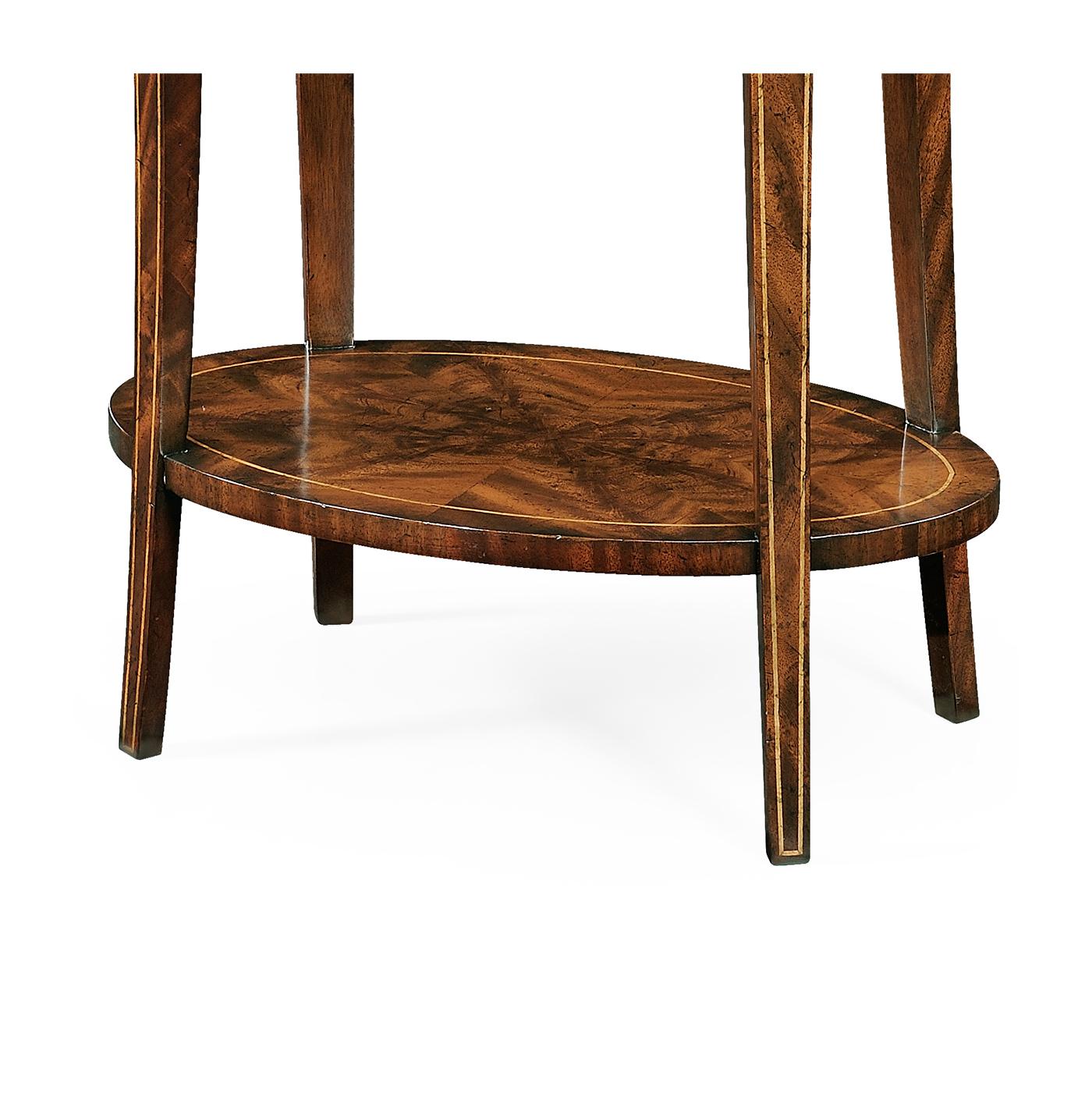 Vietnamien Table d'appoint ovale traditionnelle en acajou en vente