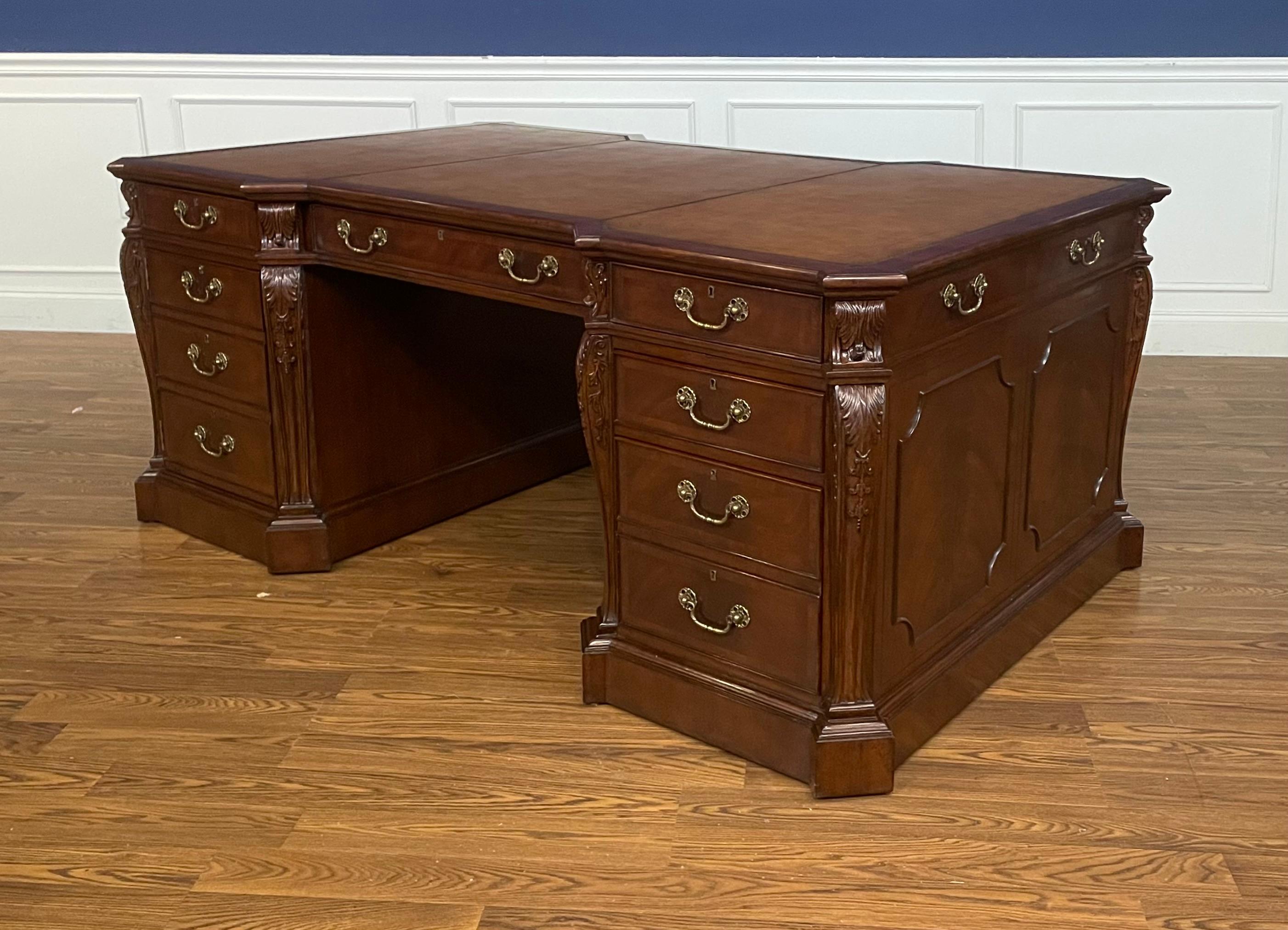 Traditional Mahogany Partners Desk by Leighton Hall For Sale 7