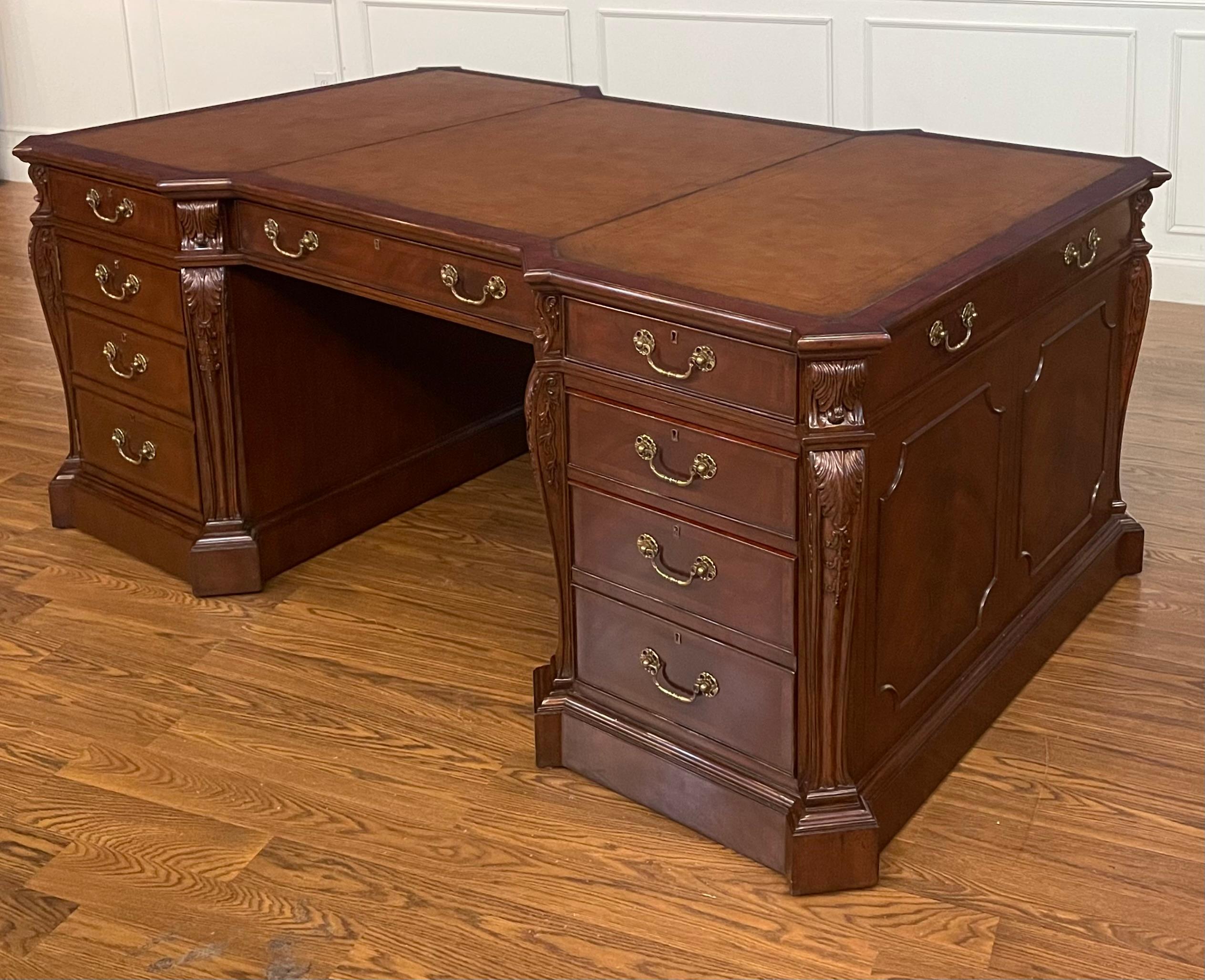 Philippine Traditional Mahogany Partners Desk by Leighton Hall For Sale