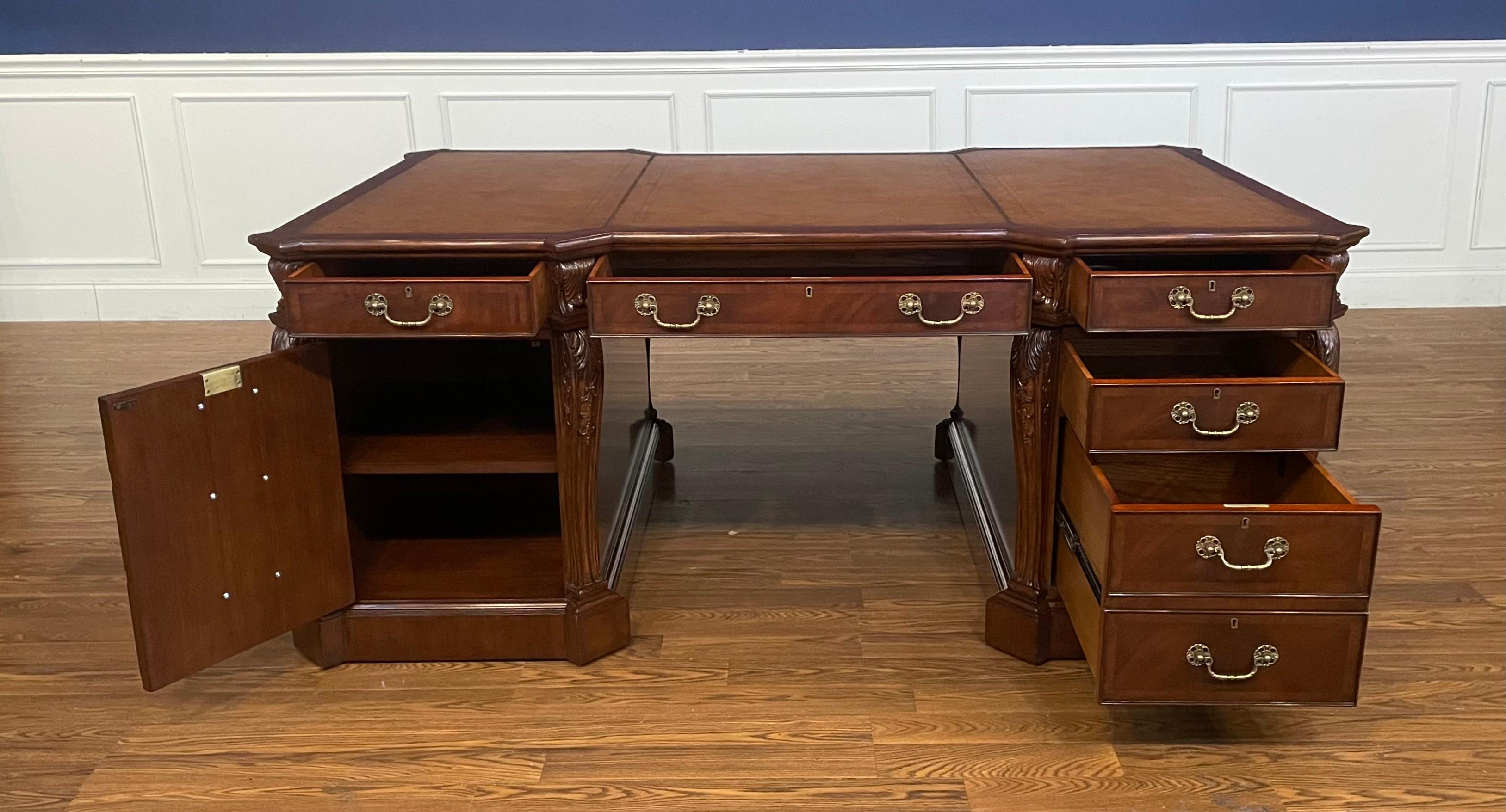 Traditional Mahogany Partners Desk by Leighton Hall For Sale 1