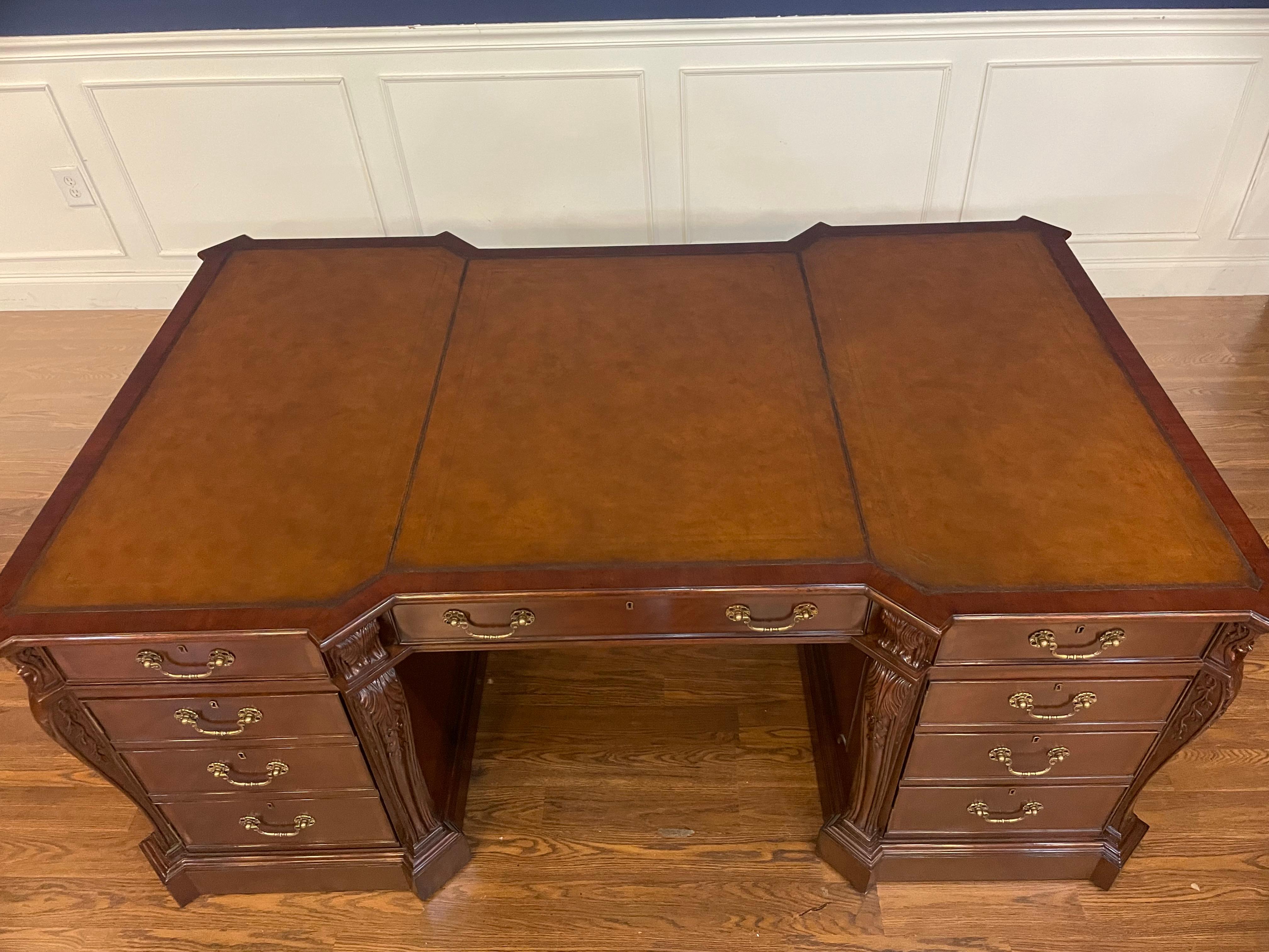 Traditional Mahogany Partners Desk by Leighton Hall For Sale 2