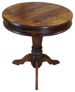 Traditional Mahogany Round Drum Pedestal Side Accent Center Table