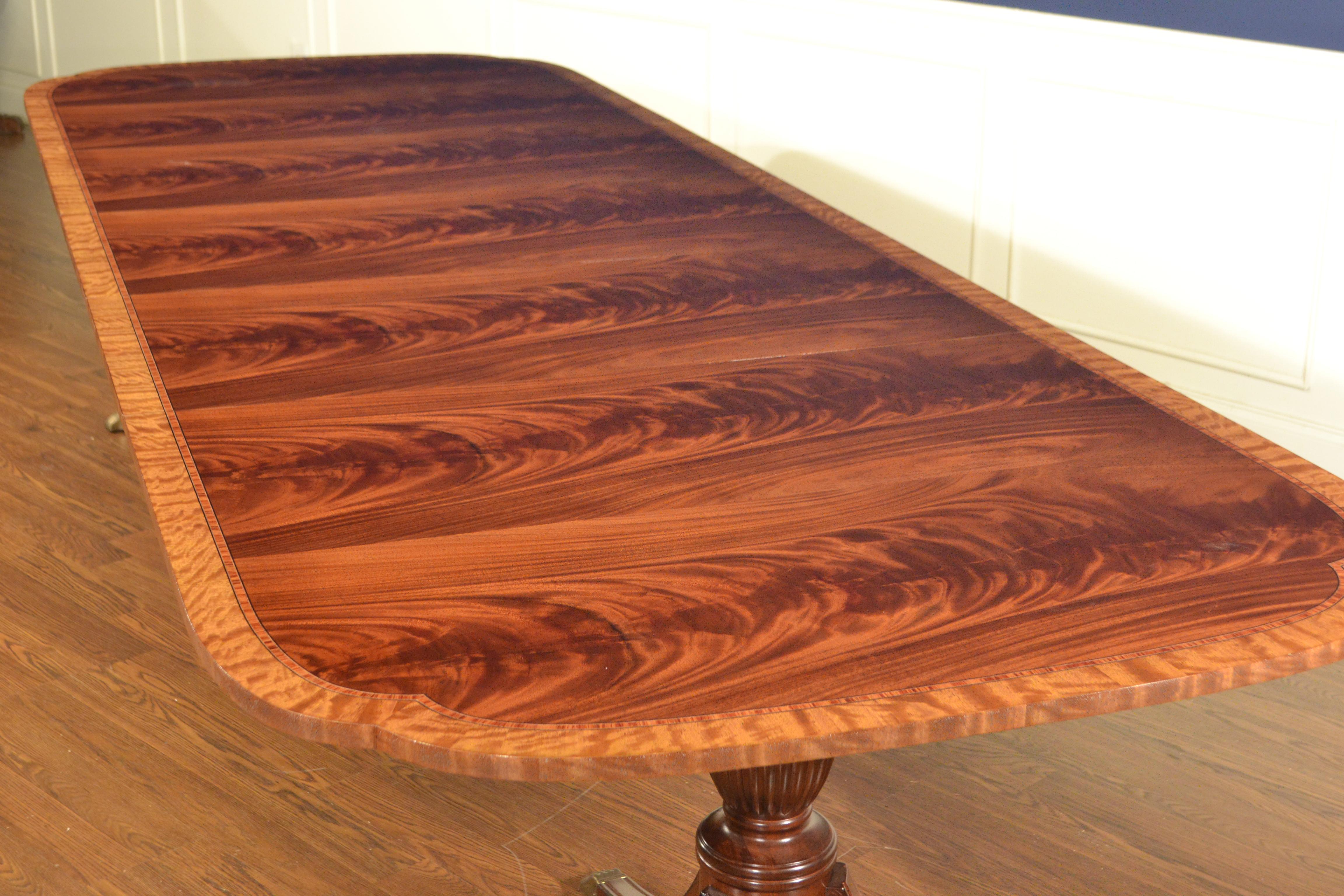 American Traditional Mahogany Scallop Cornered Dining Table by Leighton Hall