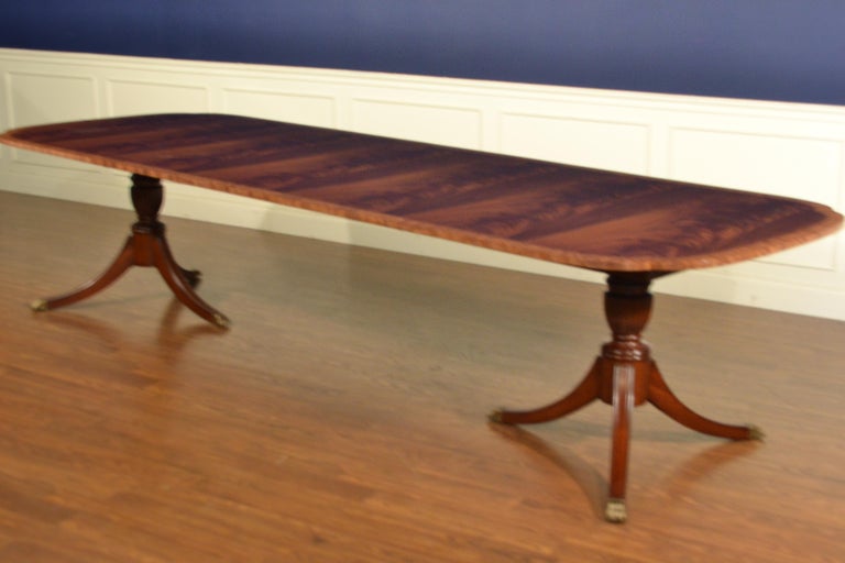 Traditional Mahogany Scallop Cornered Dining Table by Leighton Hall at