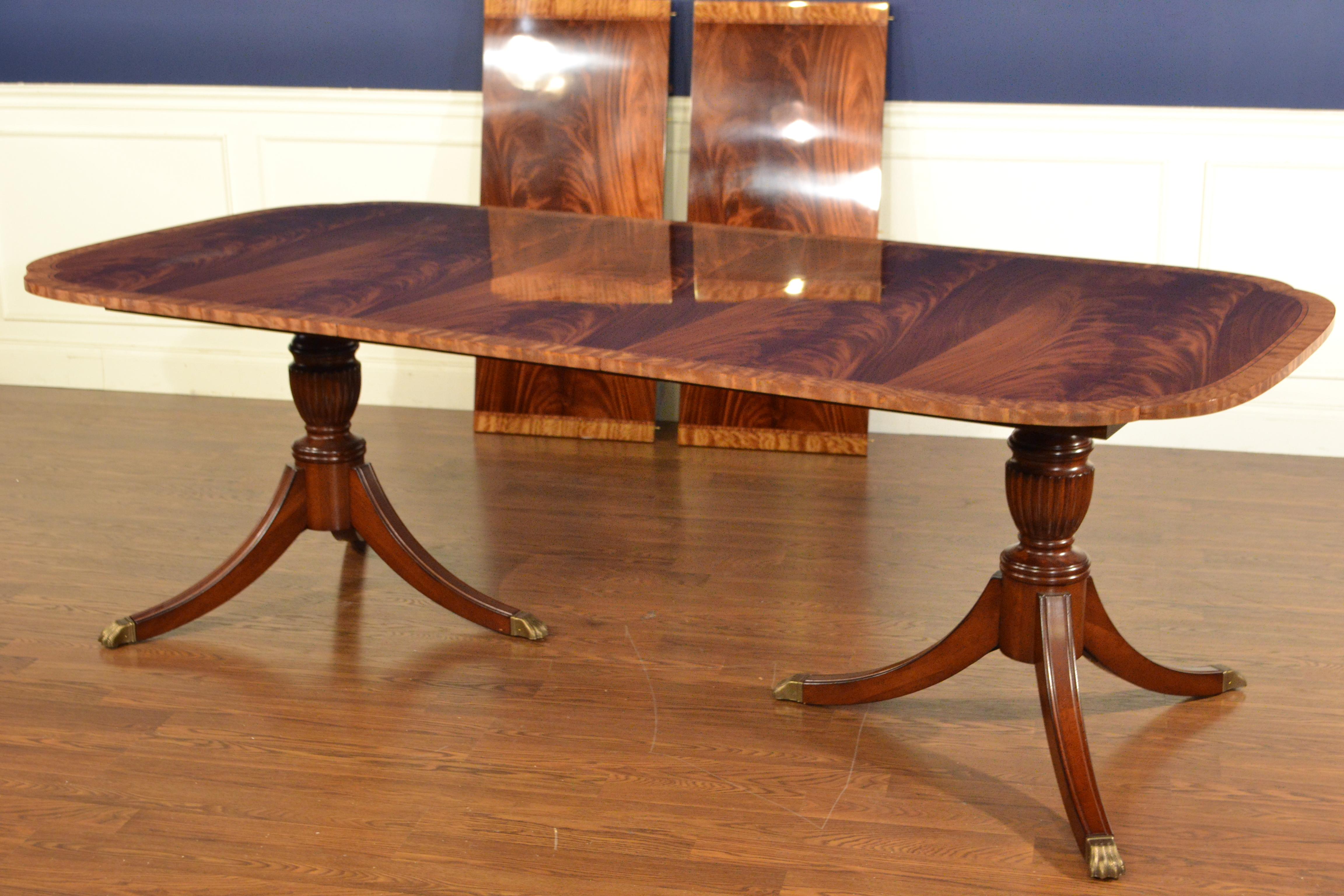 Contemporary Traditional Mahogany Scallop Cornered Dining Table by Leighton Hall For Sale