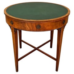 Traditional Mahogany with Inlay Green Leather Game Table and Table