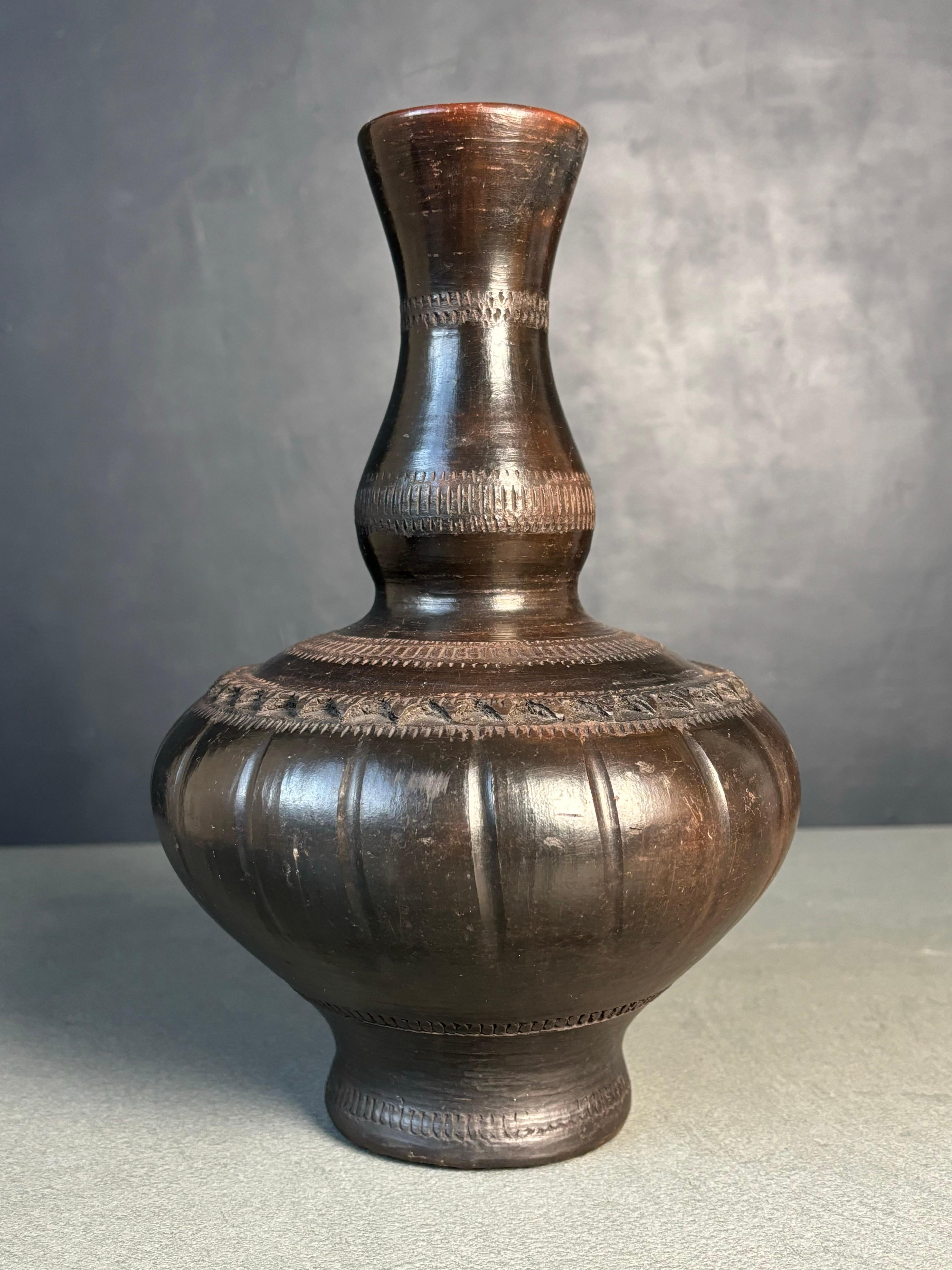 Hand-Crafted Antique Traditional Malaysian Hand-Carved Folk Art Carafe, Early 1900s For Sale