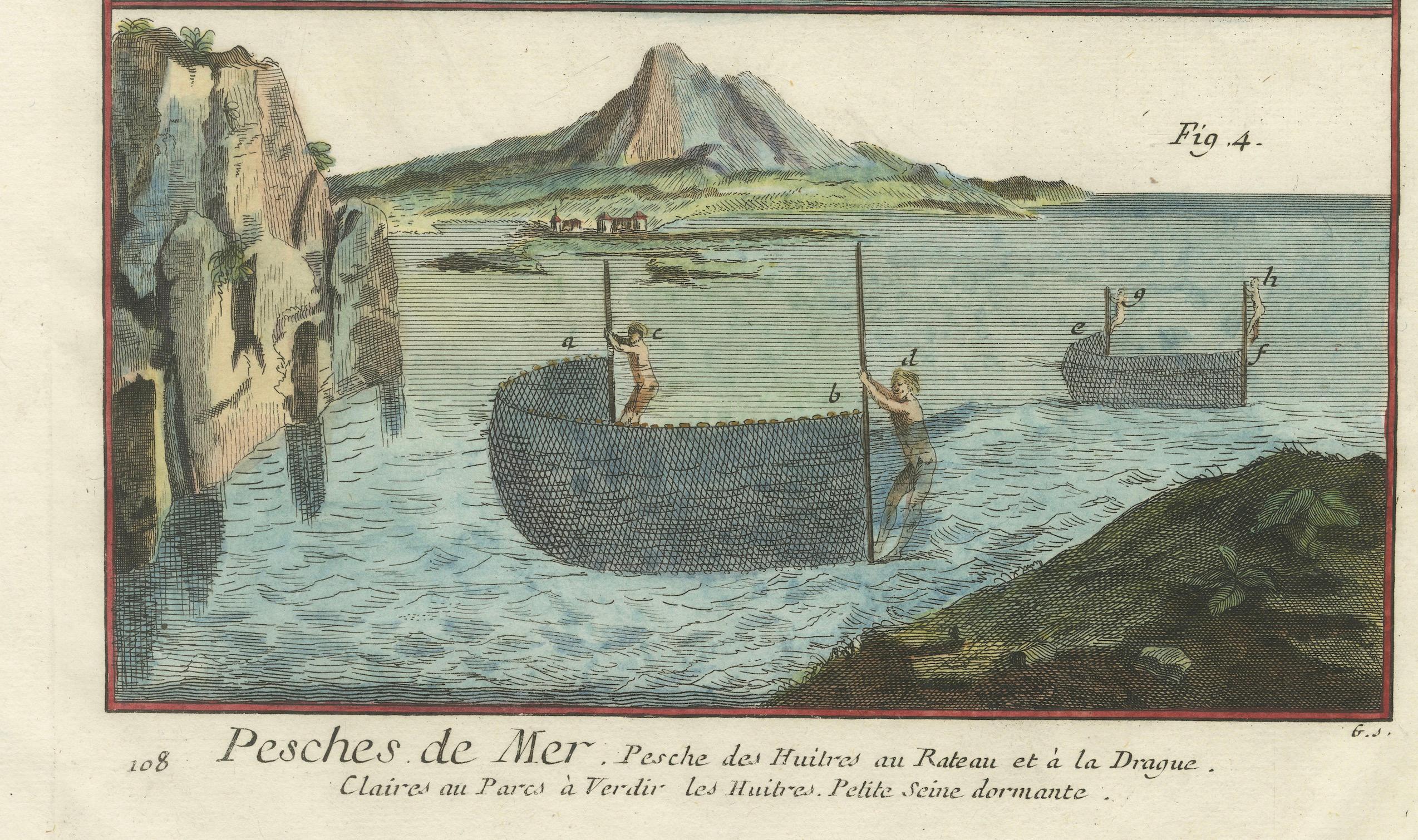 Late 18th Century Traditional Maritime Harvest: Illustrated Techniques Engraved in 1793 For Sale