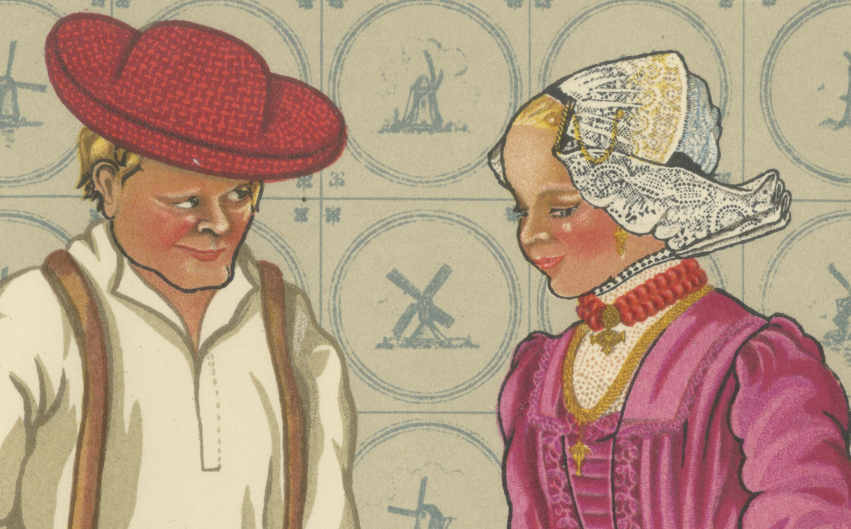 Traditionelle Markttagkostüme und Käseporter von Westfriesland, um 1930 im Zustand „Gut“ im Angebot in Langweer, NL