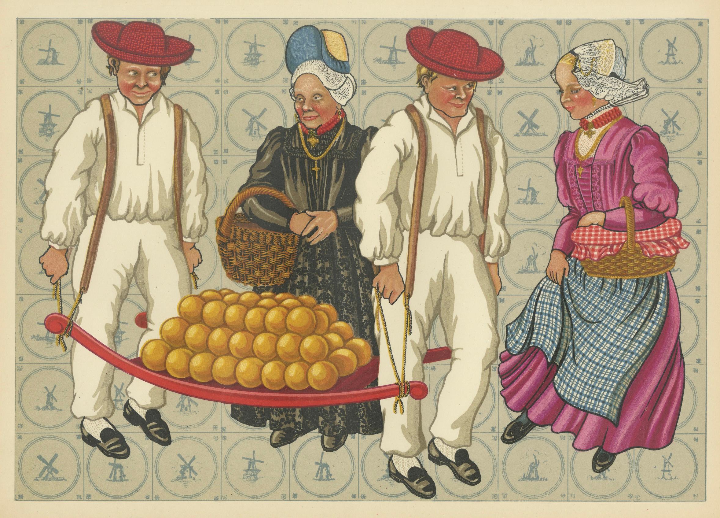 Traditionelle Markttagkostüme und Käseporter von Westfriesland, um 1930 im Angebot 1