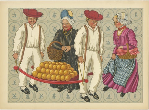 Traditional Market Day Costumes and Cheese Porters of West Friesland, c.1930