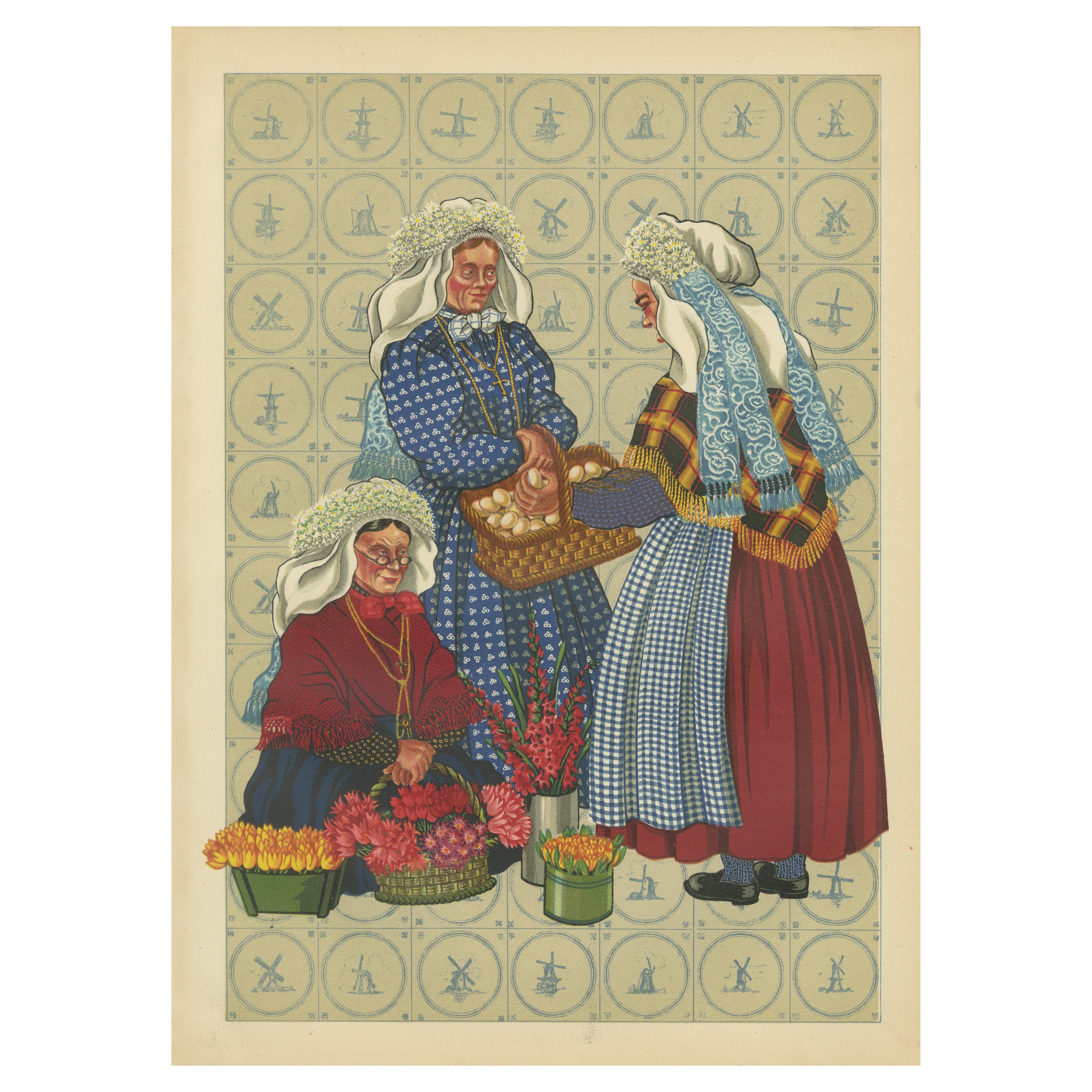 Traditional Market Scene in 's Hertogenbosch (Bois-le-Duc), North Brabant, c1890 For Sale