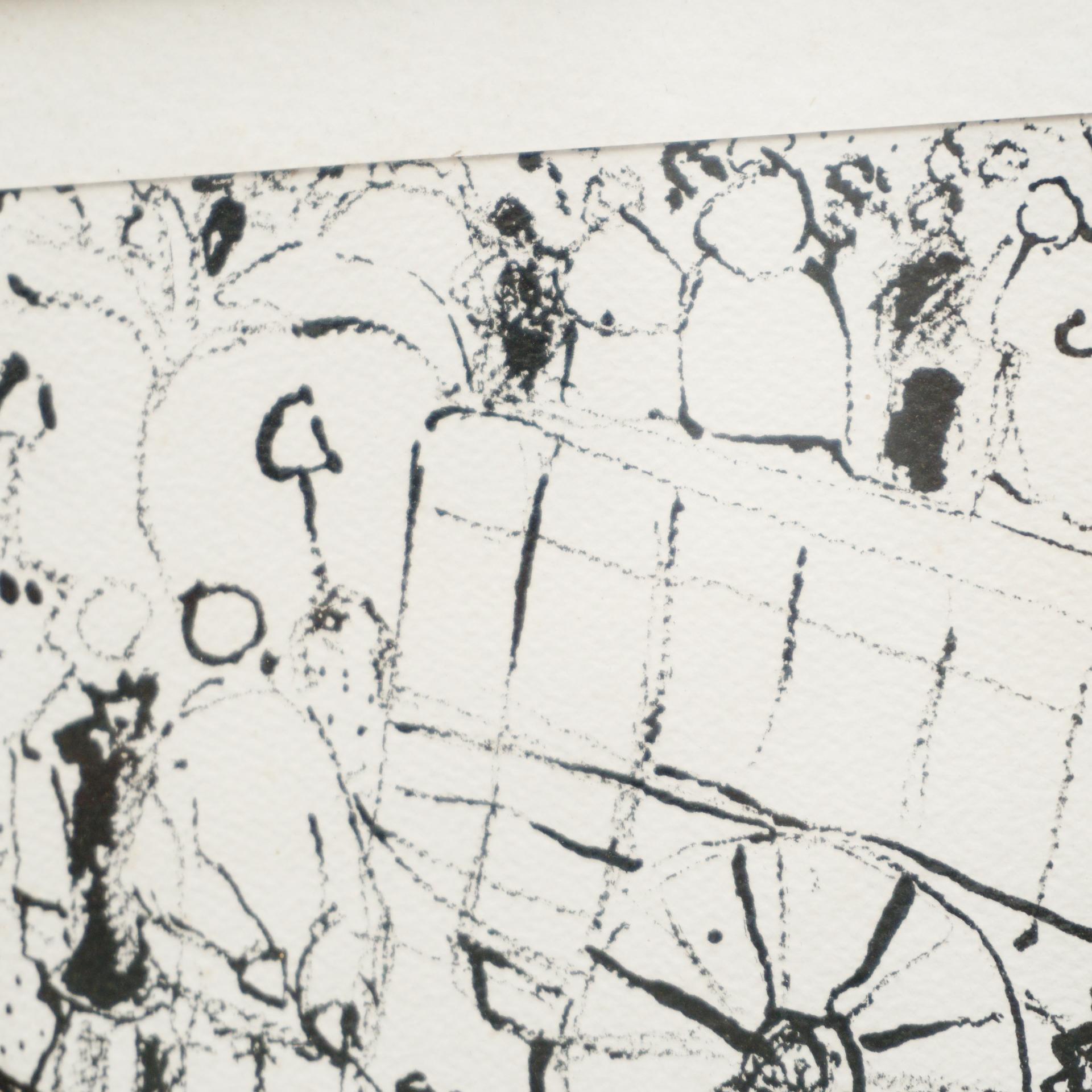 Paper Traditional Mid 20th Century Ink Painting Framed For Sale