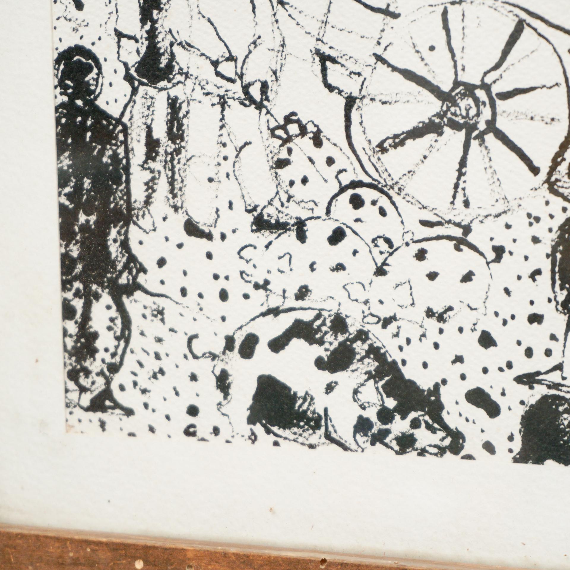 Traditional Mid 20th Century Ink Painting Framed For Sale 1