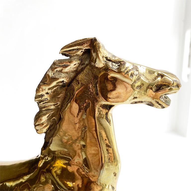 Traditional MidCentury Solid Brass Horse Statue at 1stDibs
