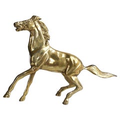 Traditional Mid-Century Solid Brass Horse Statue