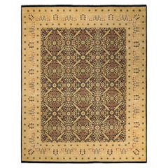 Traditional Mogul Hand Knotted Wool Blue Area Rug