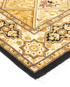 Traditional Mogul Hand Knotted Wool Brown Area Rug