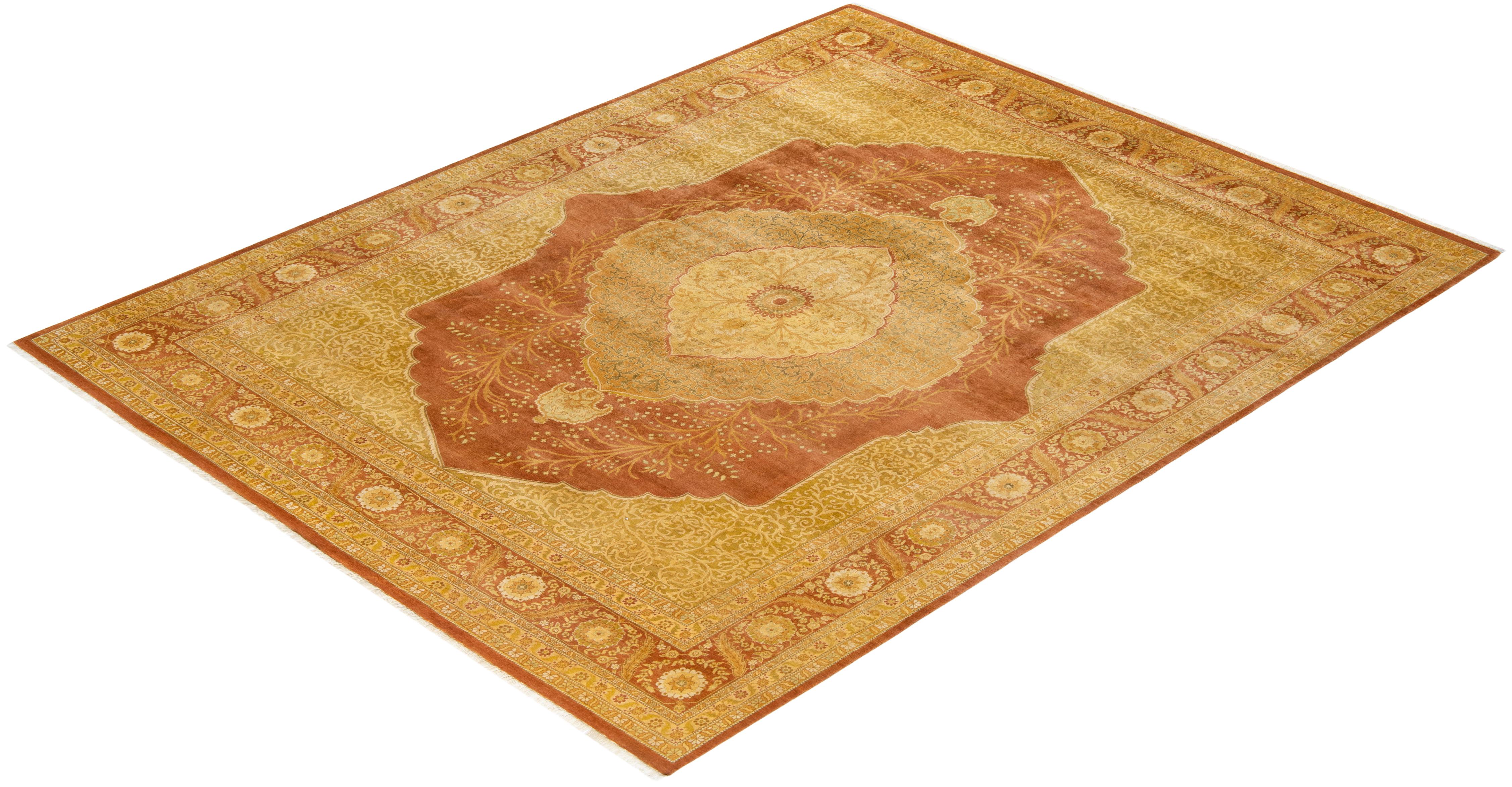 Tapis traditionnel Mogul en laine nouée à la main Brown en vente 2
