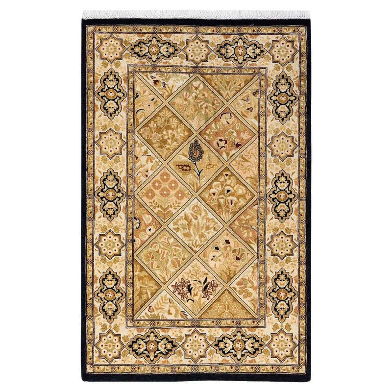 Traditional Mogul Hand Knotted Wool Brown Octagon Area Rug For Sale at ...