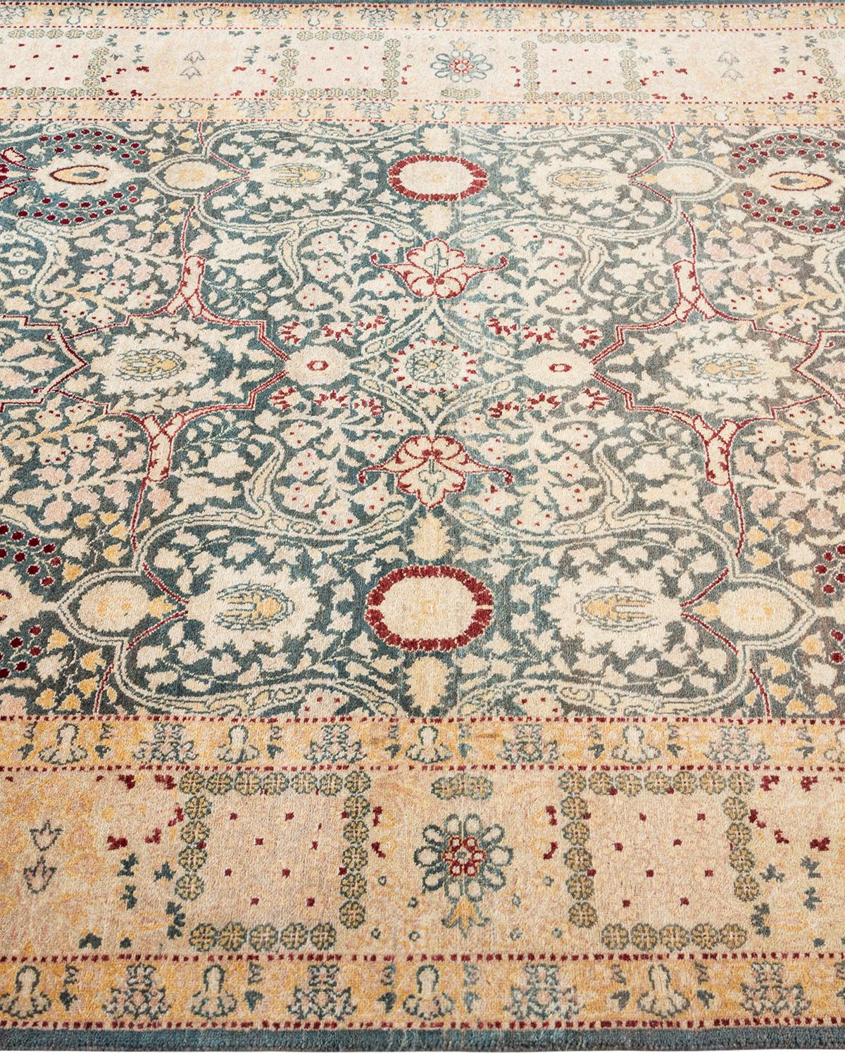 Tapis traditionnel Mogul noué à la main en laine grise Neuf - En vente à Norwalk, CT