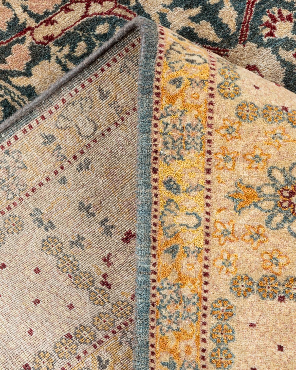 Laine Tapis traditionnel Mogul noué à la main en laine grise en vente