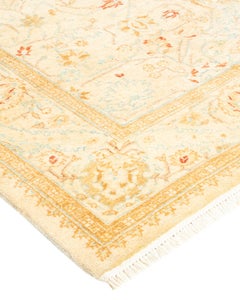 Traditional Mogul Hand Knotted Wool Ivory Area Rug