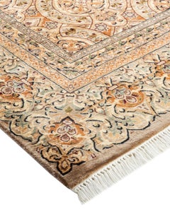 Traditional Mogul Hand Knotted Wool Ivory Area Rug