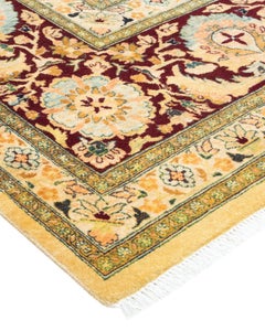 Traditional Mogul Hand Knotted Wool Ivory Area Rug