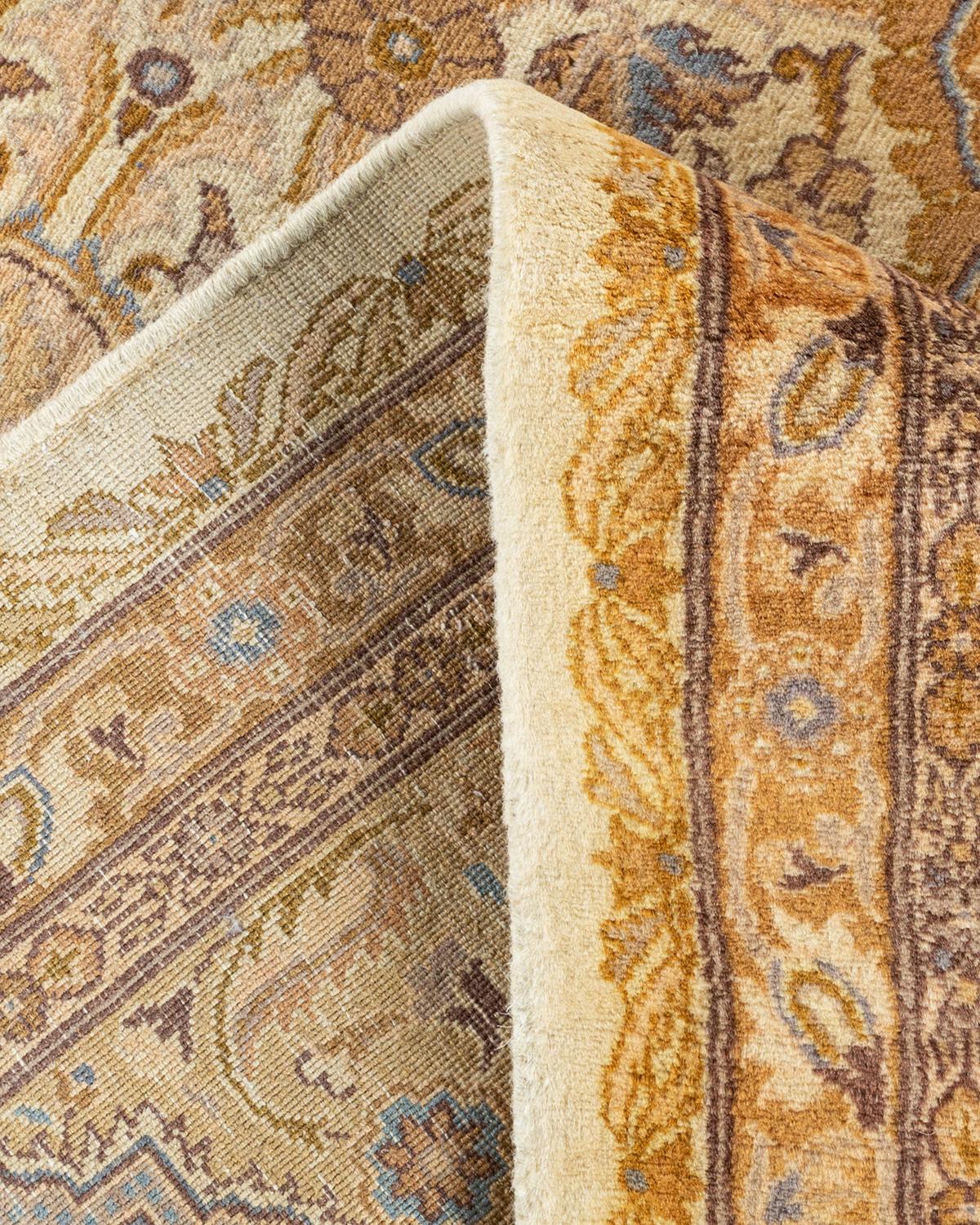 Lana Tappeto tradizionale Mogul in lana annodata a mano di colore avorio in vendita