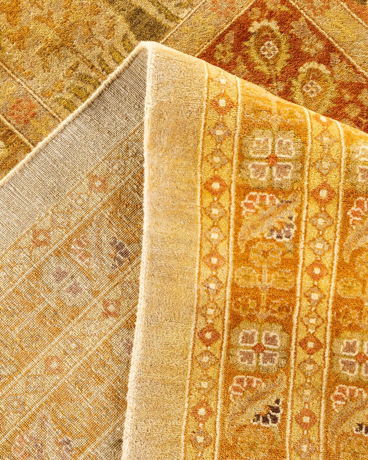 Traditioneller handgeknüpfter Mogul-Teppich aus elfenbeinfarbener Wolle  im Angebot 1