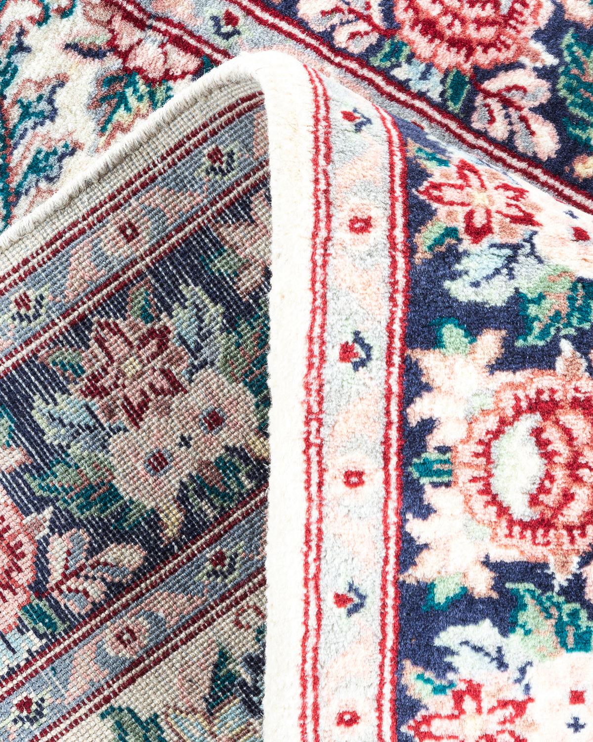 Traditioneller handgeknüpfter Mogul-Teppich aus elfenbeinfarbener Wolle im Angebot 1
