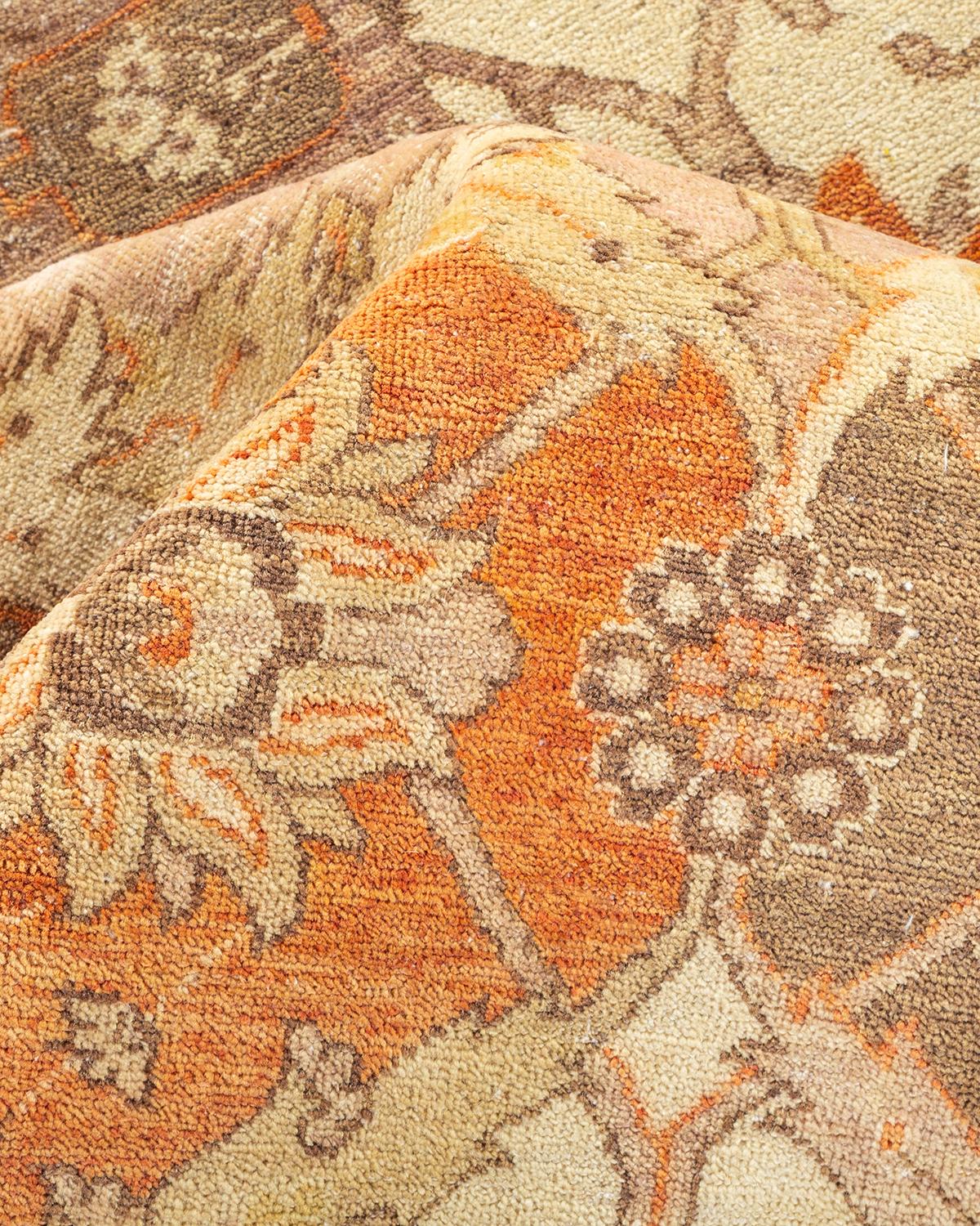 Traditioneller handgeknüpfter Mogul-Teppich aus elfenbeinfarbener Wolle im Angebot 2