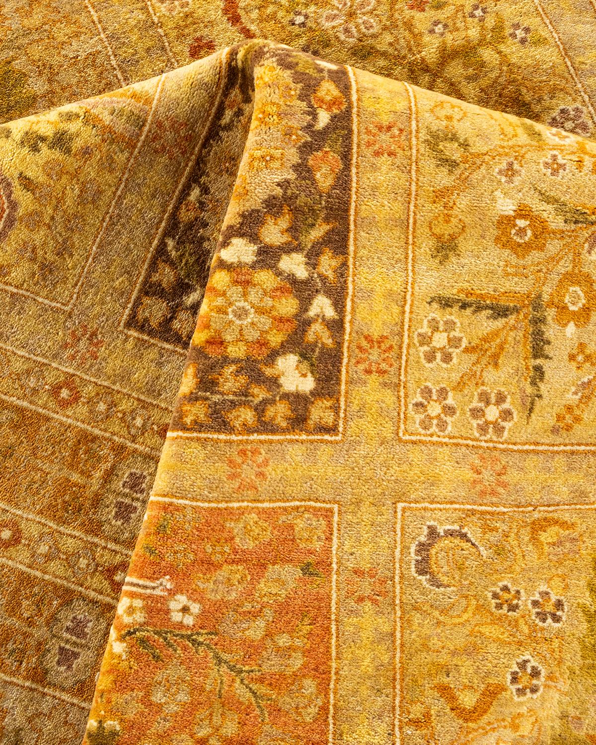 Traditioneller handgeknüpfter Mogul-Teppich aus elfenbeinfarbener Wolle im Angebot 2