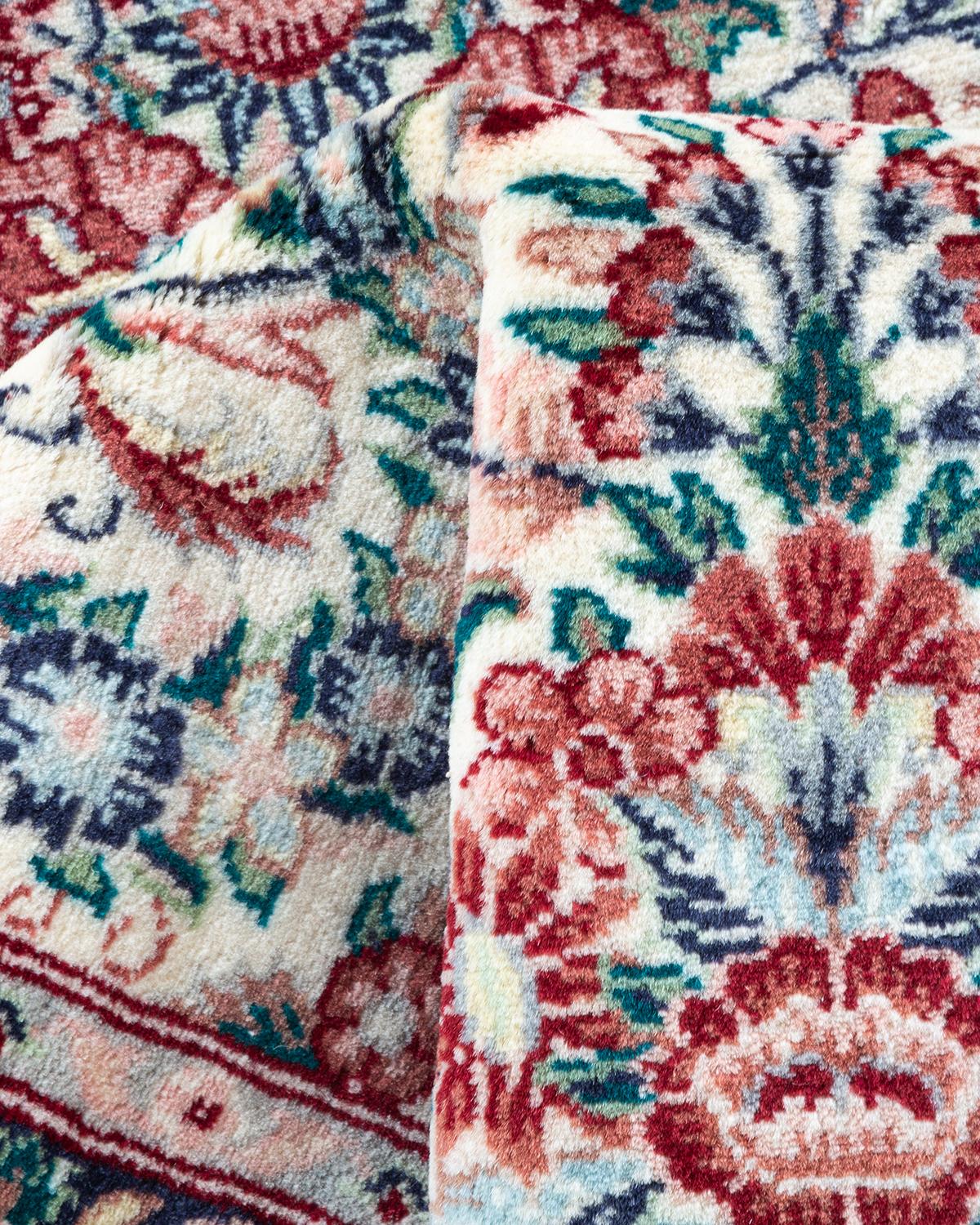 Traditioneller handgeknüpfter Mogul-Teppich aus elfenbeinfarbener Wolle im Angebot 2