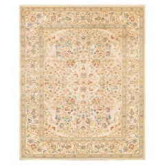 Tapis traditionnel Mogul en laine ivoire noué à la main