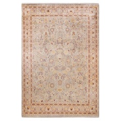 Traditional Mogul Hand Knotted Wool Ivory Area Rug