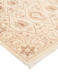 Traditional Mogul Hand Knotted Wool Ivory Runner