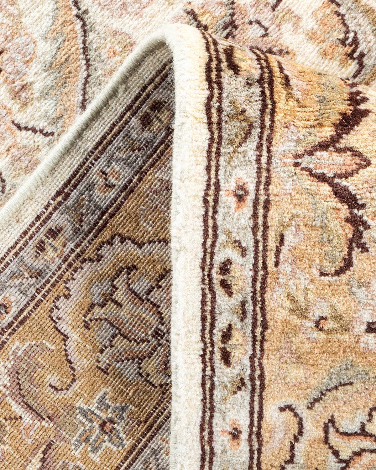 XXI secolo e contemporaneo Runner tradizionale Mogul in lana annodata a mano color avorio in vendita