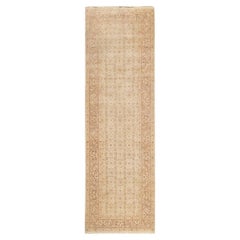 Traditional Mogul Hand Knotted Wool Ivory Runner 