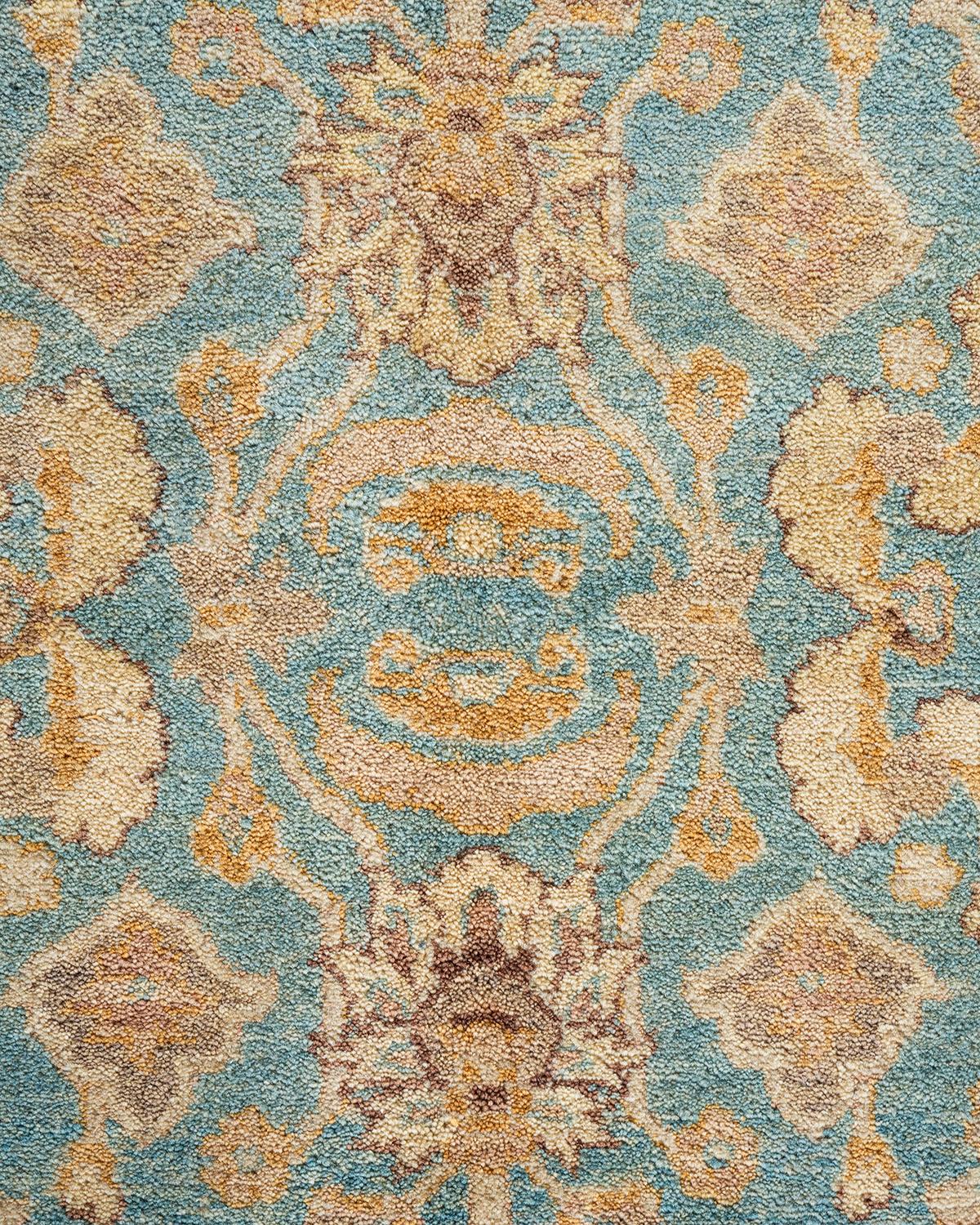 Traditioneller handgeknüpfter Wollteppich Mogul Hellblau (Pakistanisch)