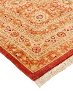Traditional Mogul Hand Knotted Wool Orange Area Rug
