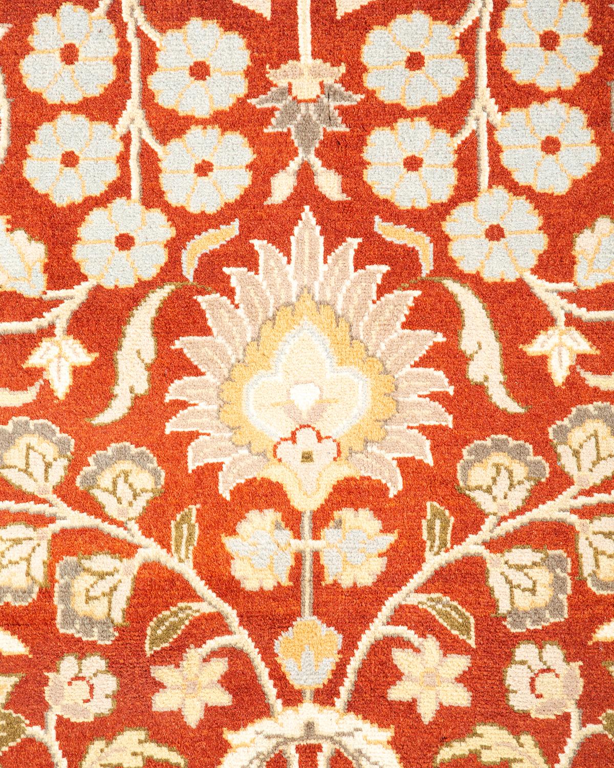 Traditioneller handgeknüpfter Mogul-Teppich aus orangefarbener Wolle (Pakistanisch) im Angebot