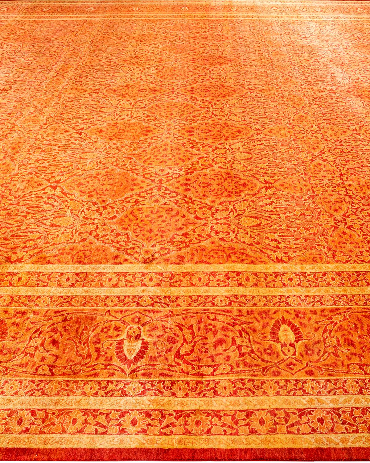 Traditioneller handgeknüpfter Mogul-Teppich aus orangefarbener Wolle im Zustand „Neu“ im Angebot in Norwalk, CT