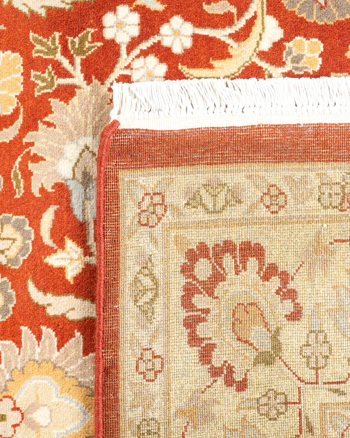 Traditioneller handgeknüpfter Mogul-Teppich aus orangefarbener Wolle (21. Jahrhundert und zeitgenössisch) im Angebot