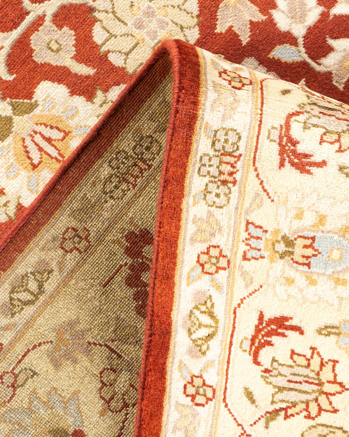 Traditioneller handgeknüpfter Mogul-Teppich aus orangefarbener Wolle im Angebot 1