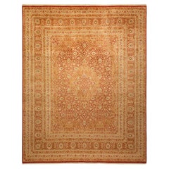 Traditional Mogul Hand Knotted Wool Orange Area Rug