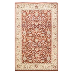 Traditional Mogul Hand Knotted Wool Orange Area Rug